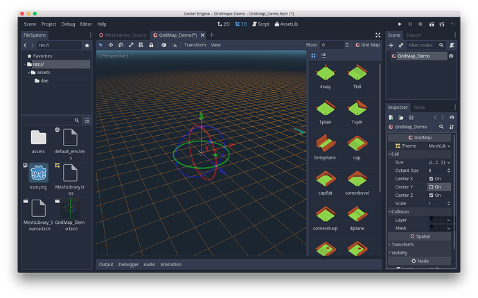 godot editor showing the gridmap inspector
