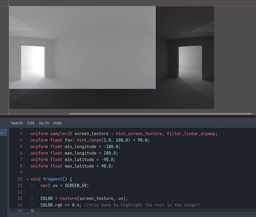 Screen space equirectangular shader - Archive - Godot Forum