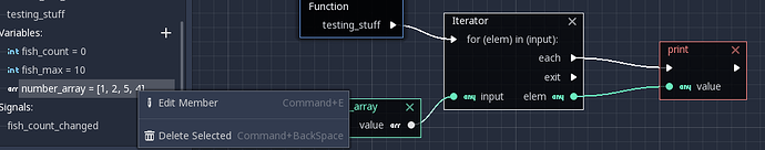 Array of Ints in variable with iterator looping and printing out values
