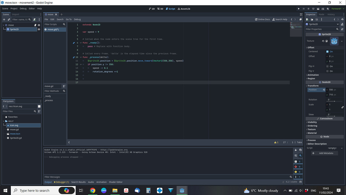 Rotation of Sprite whilst moving - Programming - Godot Forum