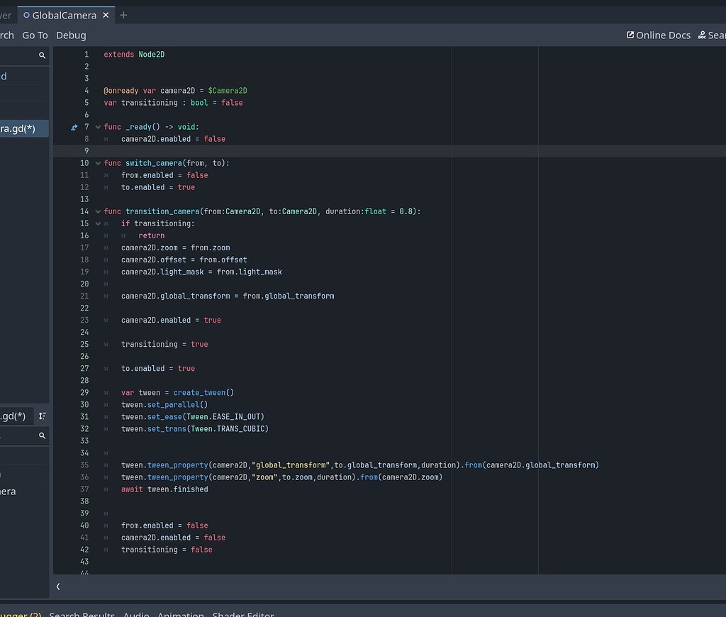 Camera stutters when transitioning from 1 to the other - Help - Godot Forum