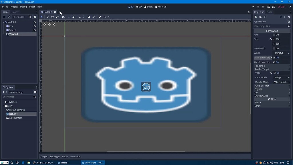 3d object in 2d viewport broken in Mono version? - Archive - Godot Forum