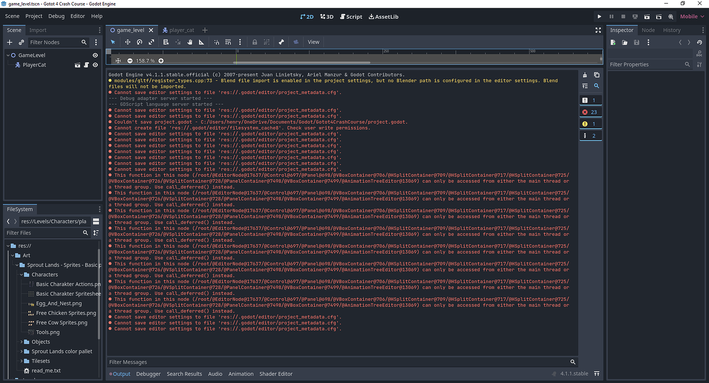 Errors saving various godot files - Help - Godot Forum