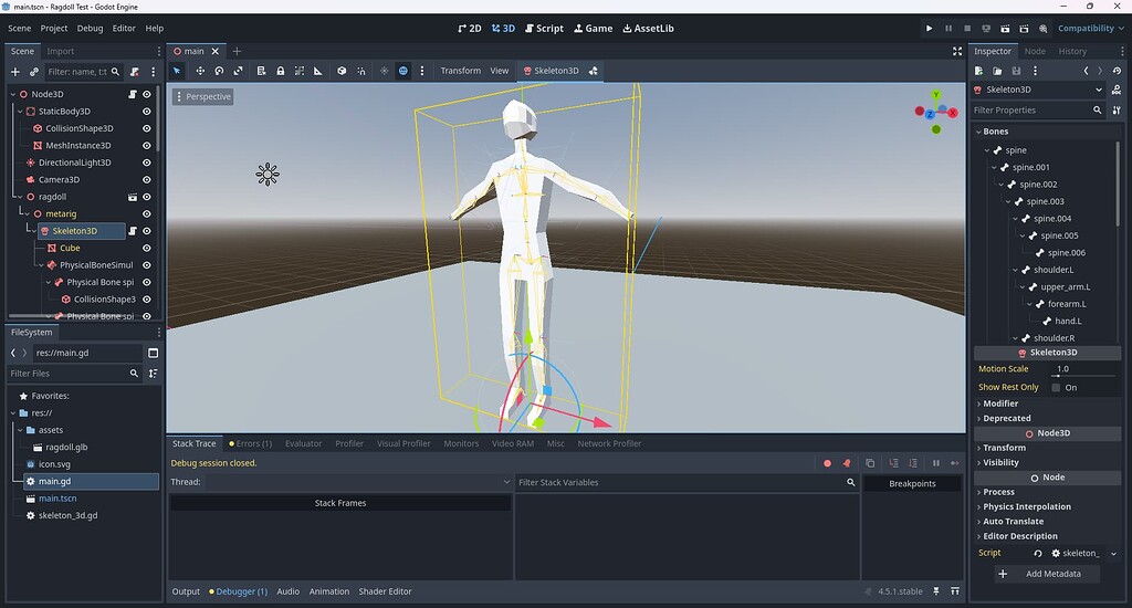 Can't get ragdoll physics to work - Physics - Godot Forum