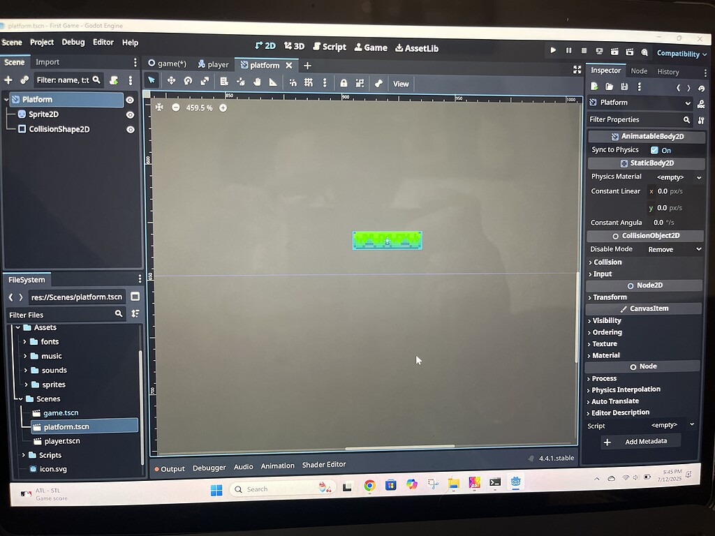 Platform not showing up - Help - Godot Forum