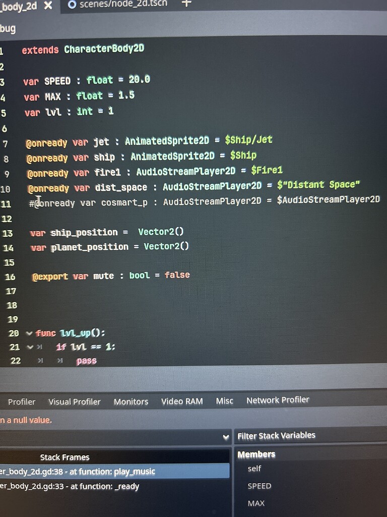 Node not being found on _ready(). Meaning I cannot use the “play ...