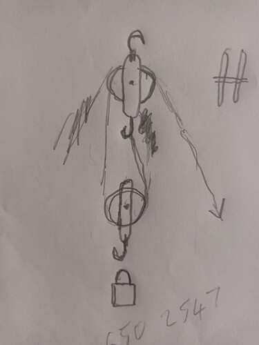 My sketch of pulley and cord apparatus