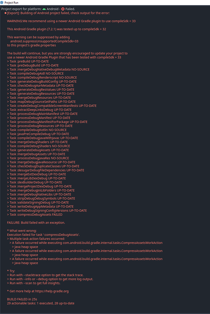 Android Export XR project compressDebugAssets failed - Help - Godot Forum