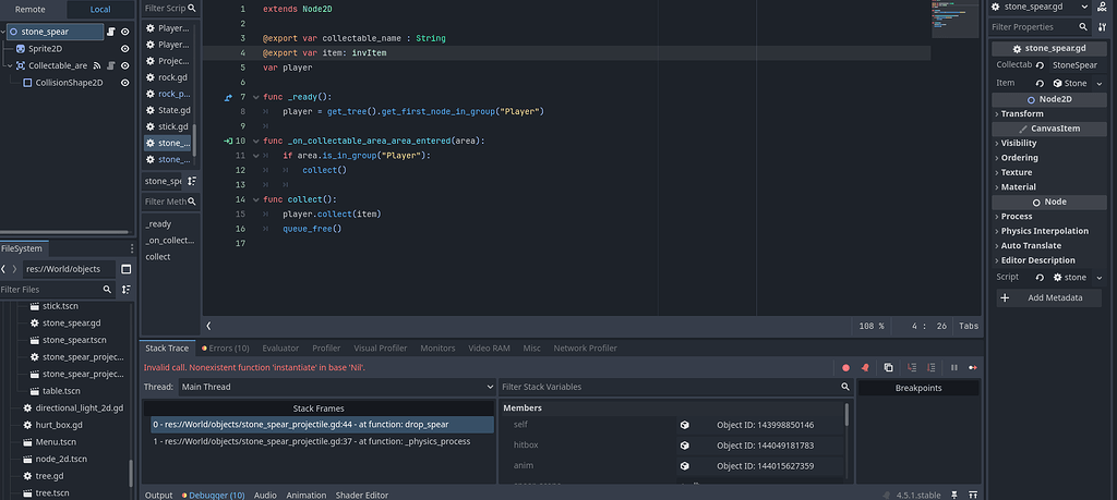 Help with spear projectile - Help - Godot Forum