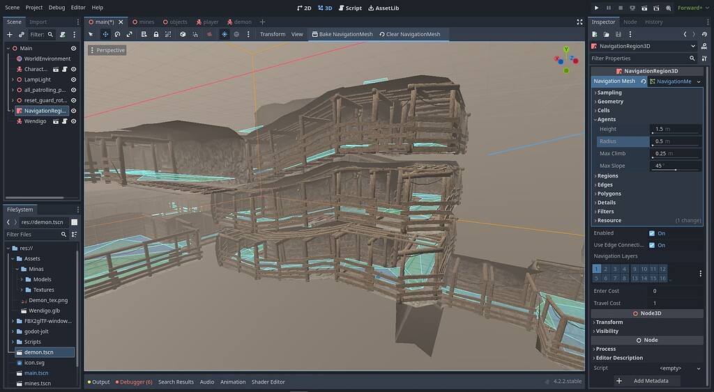 Baking for NavigationRegion3D goes through floor - Navigation - Godot Forum