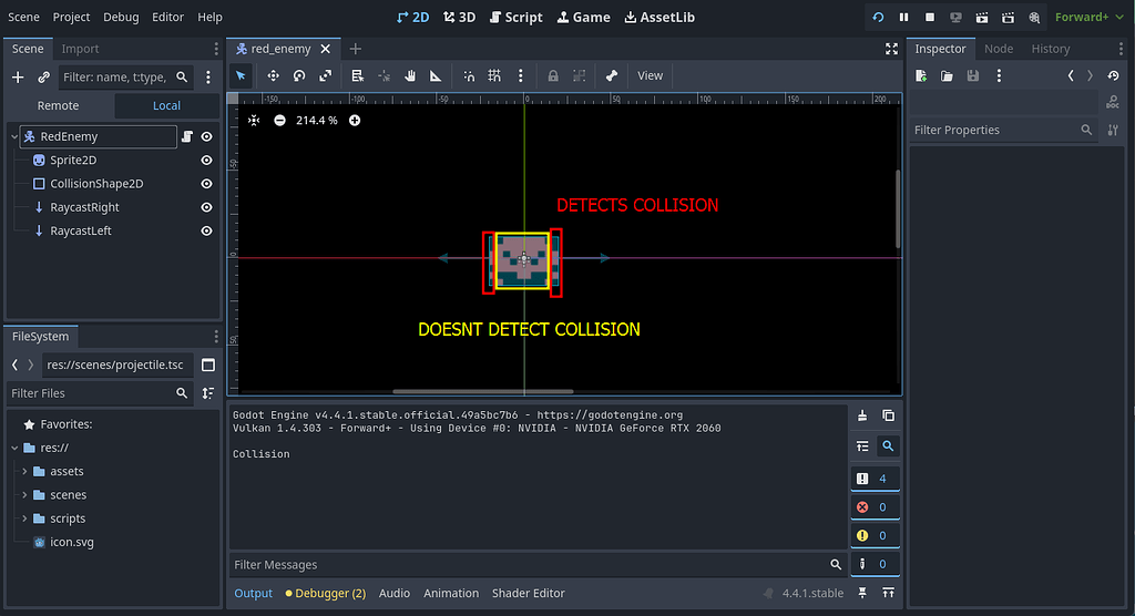 Collision only detected in a certain part of CollisionShape2D - Help ...