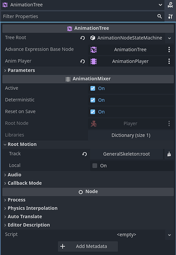 Setup of animation tree