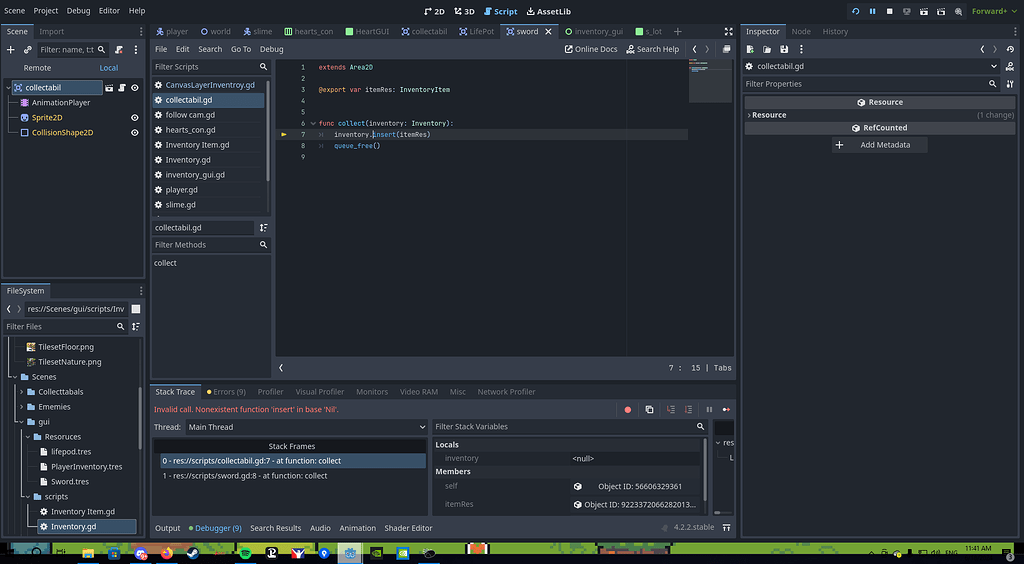 Insert Function Invalid Call - Help - Godot Forum