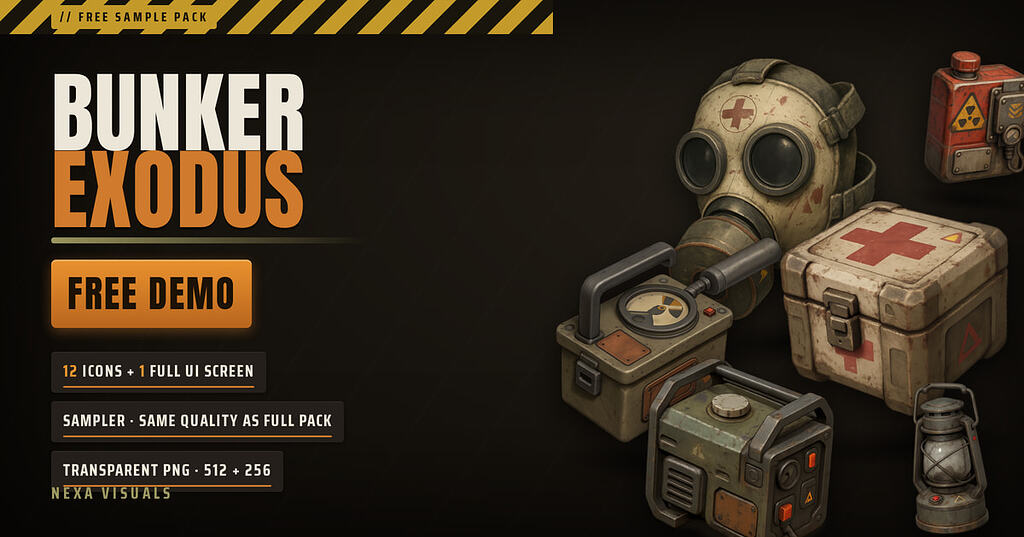 【限定】BUTEO×UNIT/04×NULLPIXEL BUNKER MATE Free 2D UI assets] Bunker Exodus — 12 survival icons + full bunker