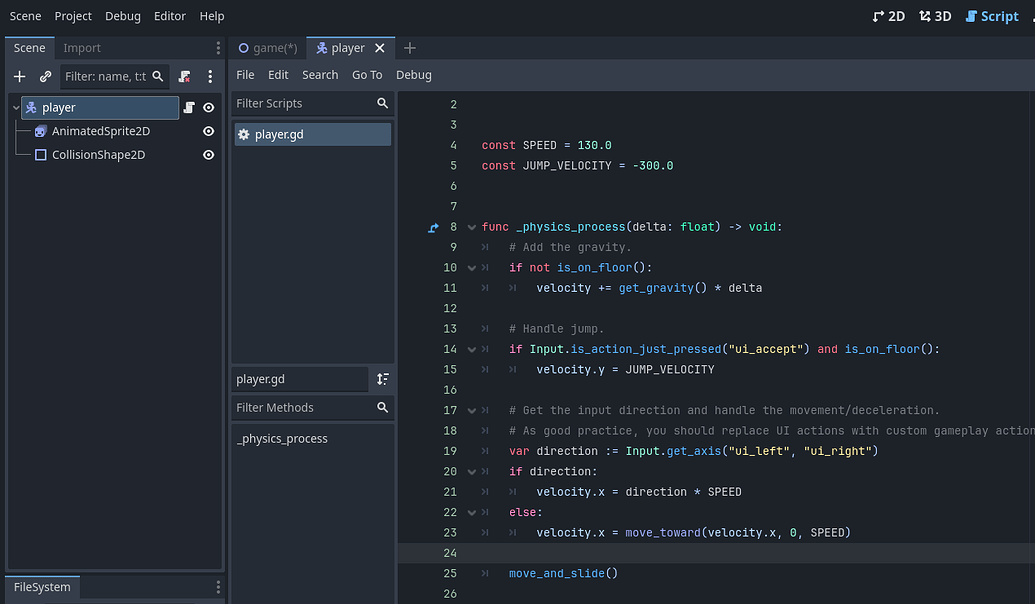 Brackeys tutorial, character wont move - Programming - Godot Forum