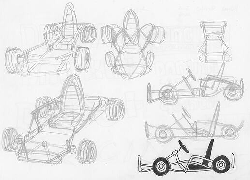 Sketches for a unique sporty kart design