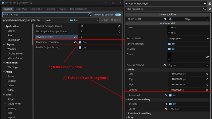 godot 4.3 no camera smoothing when Physics Interpolation on