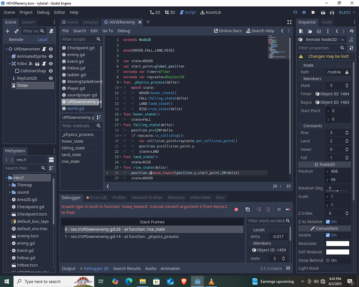 IN move_toward function i am getting error why explain - Help - Godot Forum