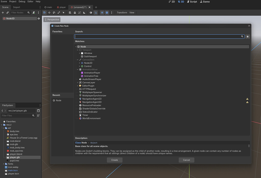 No 3D nodes in the "Add child node" - Help - Godot Forum