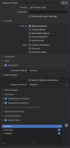 Animation export settings