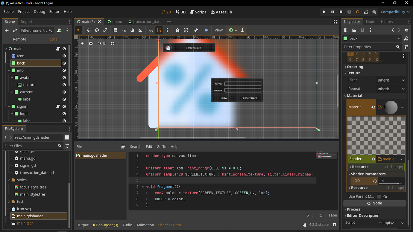 How make transparent and blur main window - Help - Godot Forum