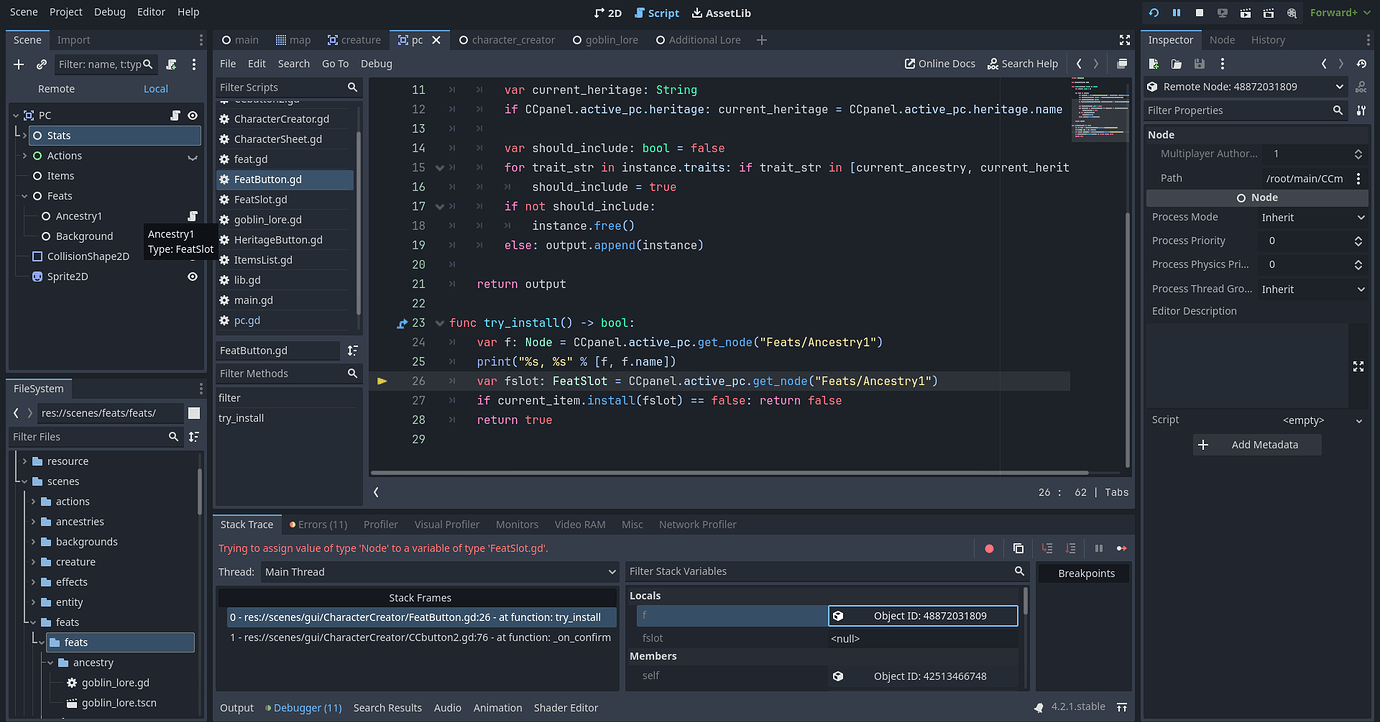 Node being returned as incorrect type / error constructing instance ... image.
