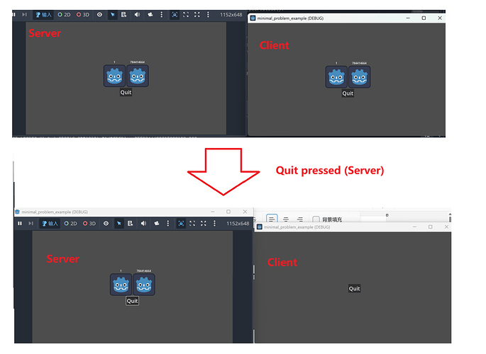 Hit "Quit" on server side
