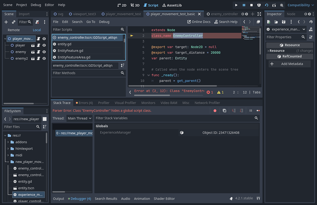 Class "class_name" hides a global script class - Programming - Godot Forum