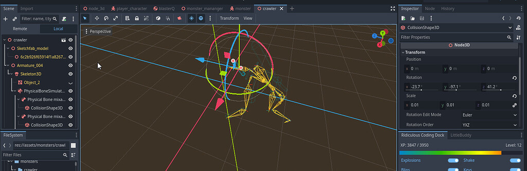 Mixamo Ragdoll bones - Physics - Godot Forum