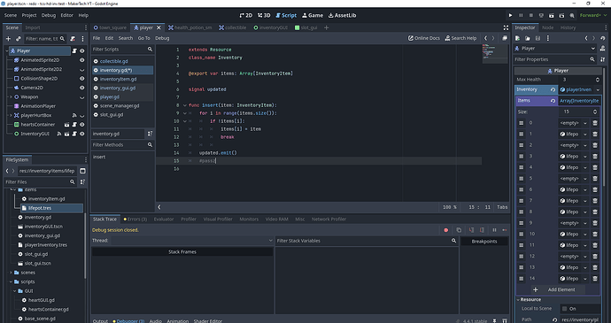 godot - reference for insert