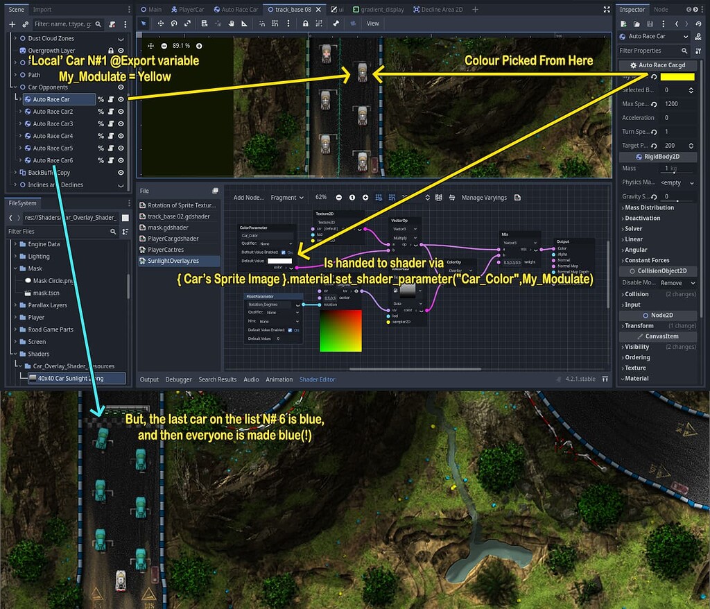 Cannot separate Race Cars since Shader code addition - Shaders - Godot ...