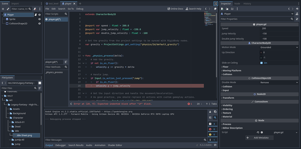 Expected indented block after "if" block - Programming - Godot Forum