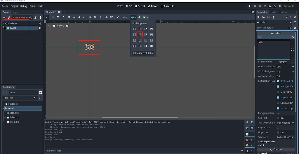 can not centor Label node when parent node is Node2D - Help - Godot Forum