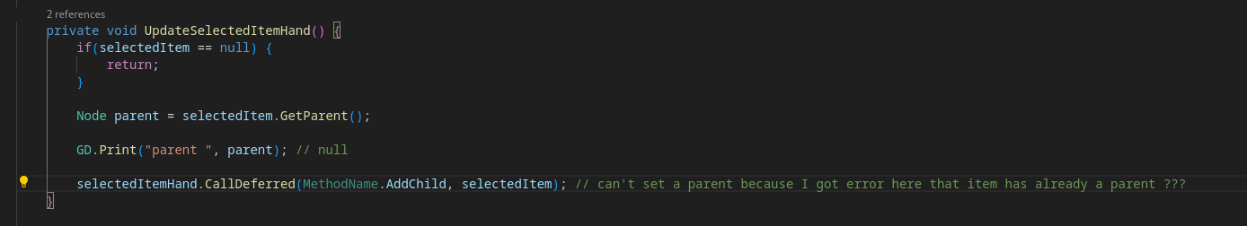 Can't set a parent for node even if it doesn't have a parent (error ...