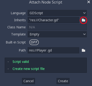 Attach Node Script Dialog Box