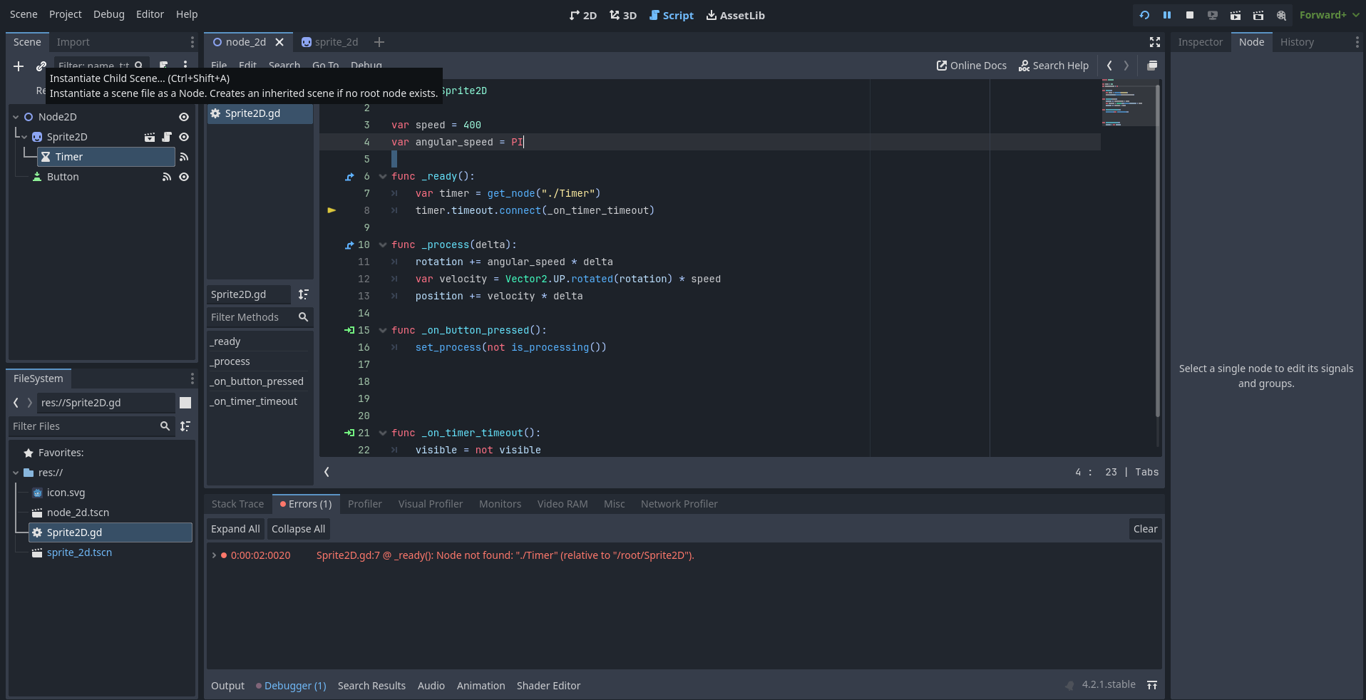 It work one time and it won't again - Help - Godot Forum