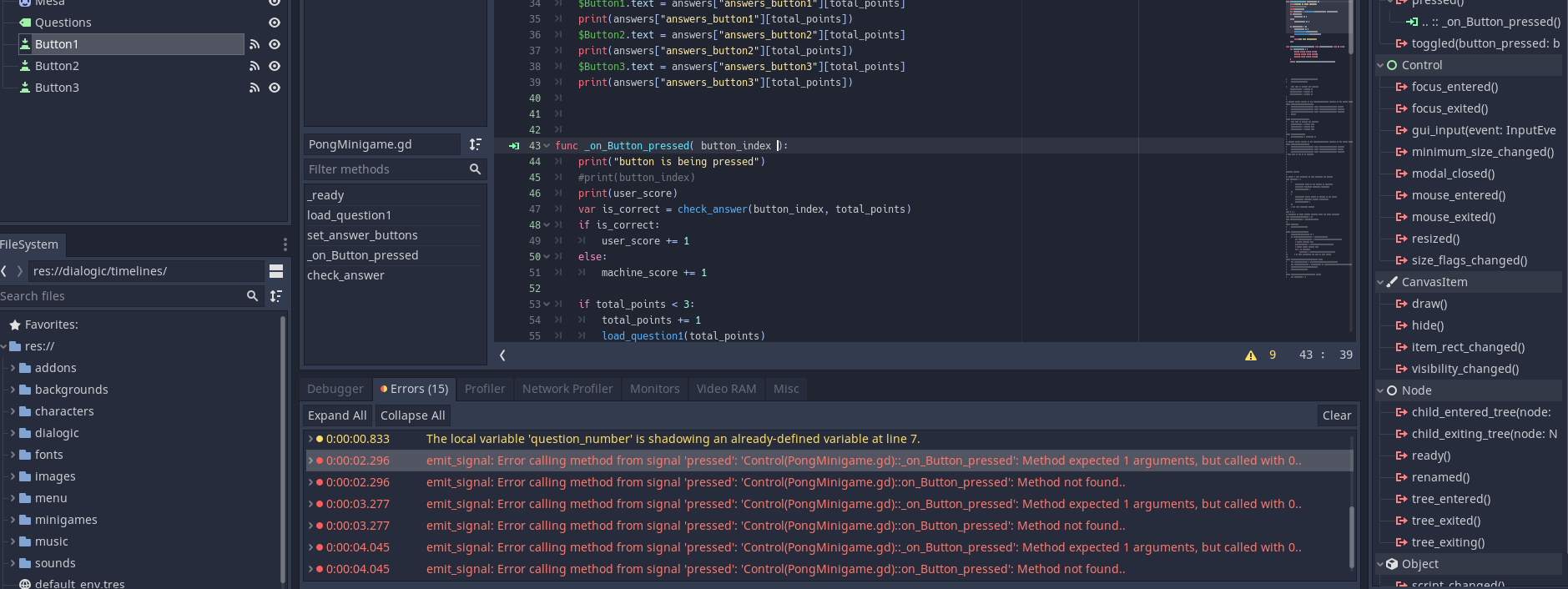 My buttons and label are not showing any values after running the scene ...