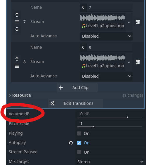 AudioStreamInteractive - how to tweak volumes of individual clips 