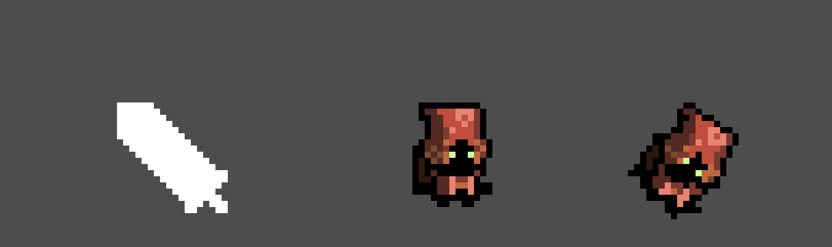 Sword - without shader, Character - with shader