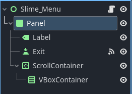 slime menu scene tree