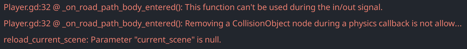 Reload current scene returns error but works - Help - Godot Forum