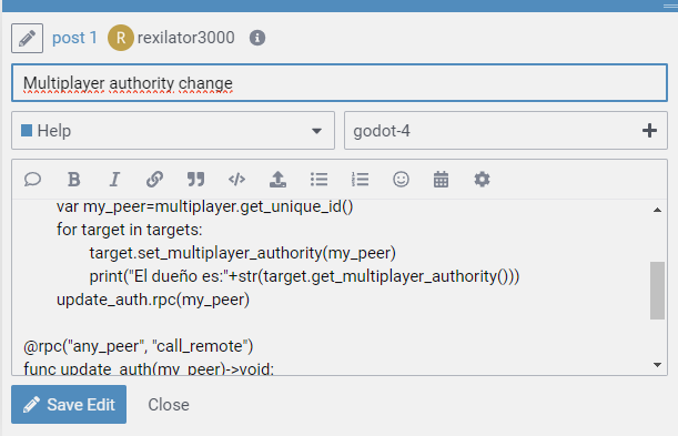 Multiplayer authority change - Help - Godot Forum