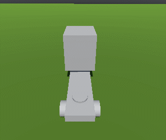 Animation showing the attached rigid bodies moving as if they were attached via springs, but less so