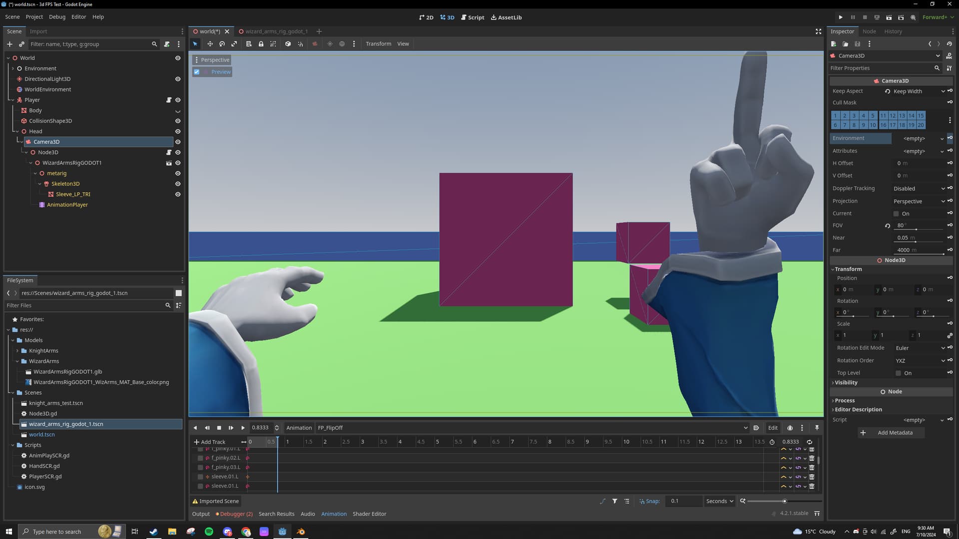 The camera in Godot and Blender are different, making my animations ...