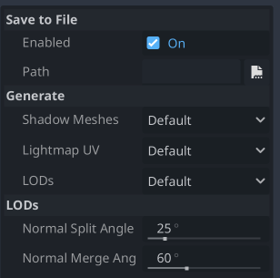 Advance import settings window